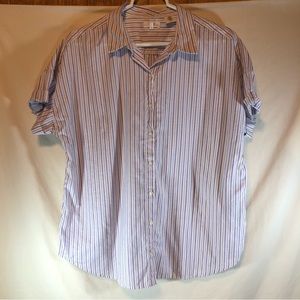 Levi’s women’s white W/blue/pink Stripes short sleeve button down blouse L